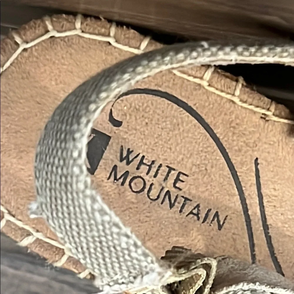 White Mountain Mossy Gray Fabric Espadrille Sandals with Bow Detail